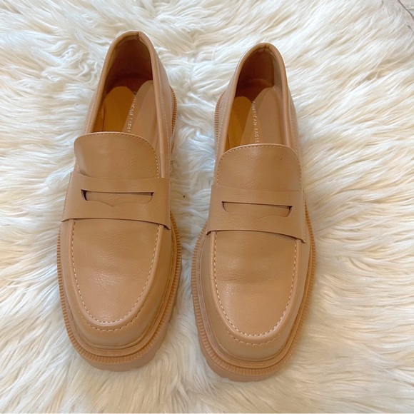 American Eagle Light Brown Faux Leather Chucky Lug Sole Penny Loafers Size 9 - Picture 2 of 8